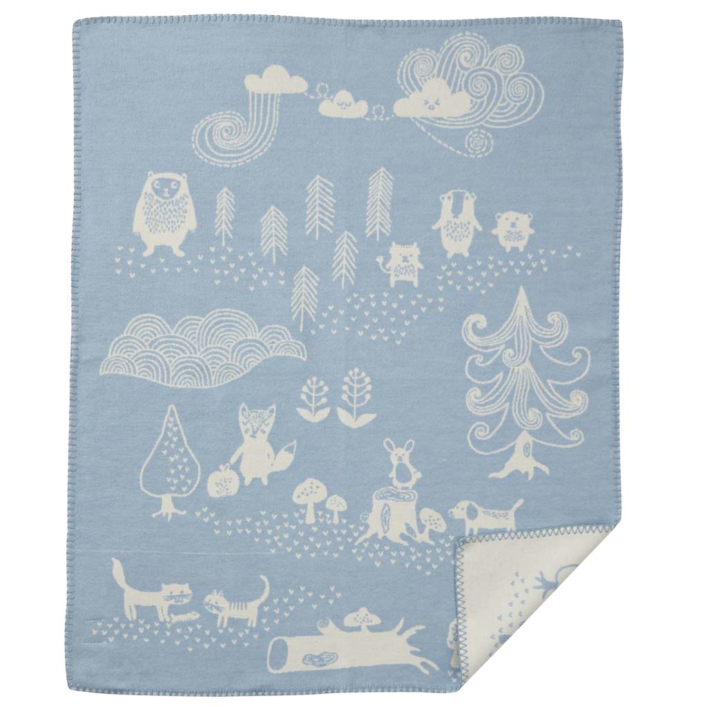 Klippan blanket 70 x 90cm. brushed organic cotton Little bear -Blue