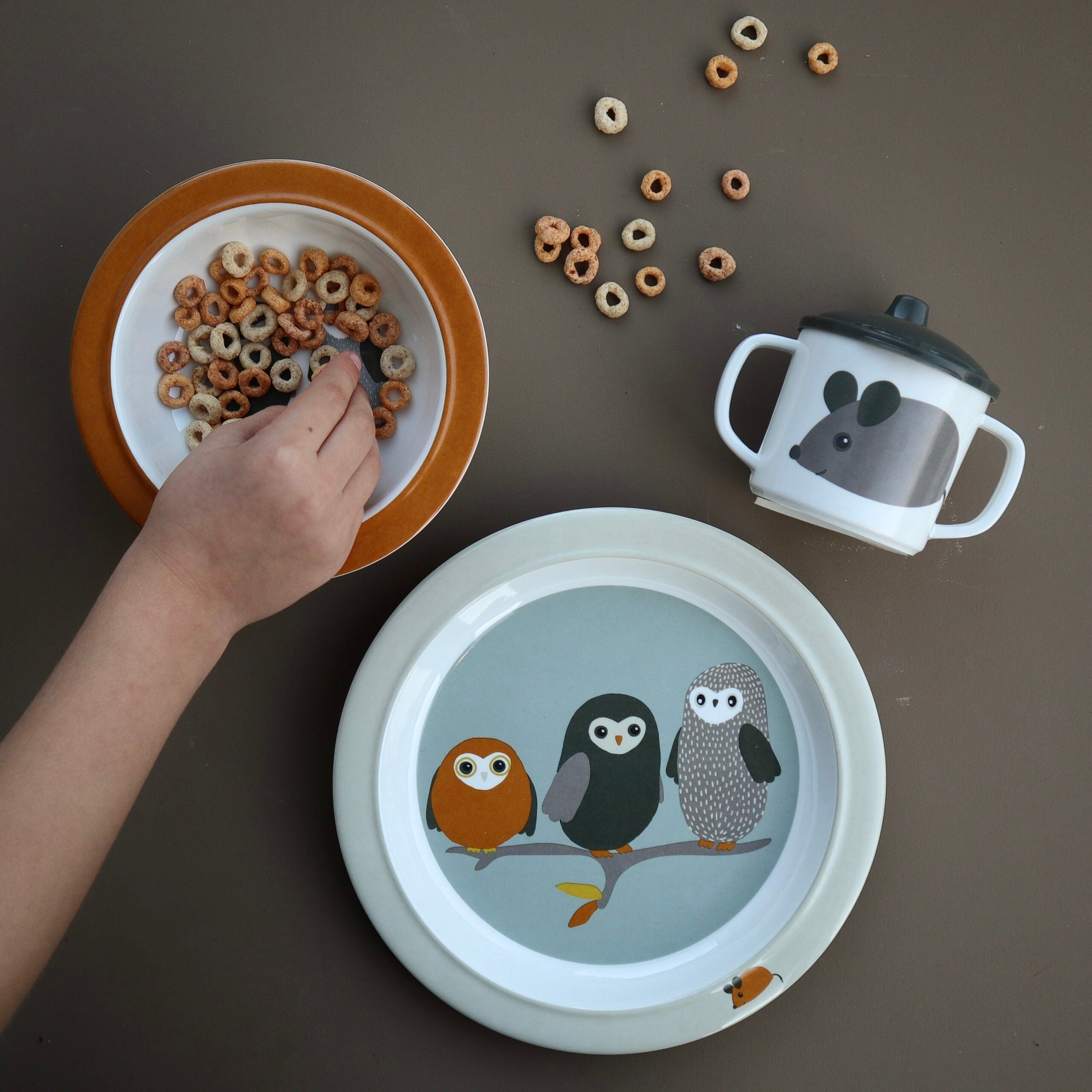 Owls, Suction Bowl, grey
