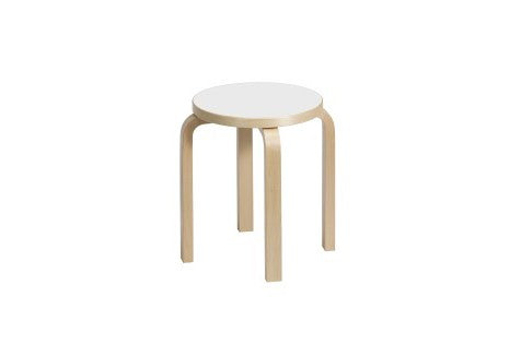 Artek Alvar Aalto stool E60 Birch with White laminate seat