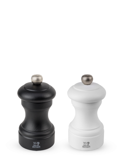 Bistro Duo of manual salt and pepper mills, beech wood, black and white, 10 cm