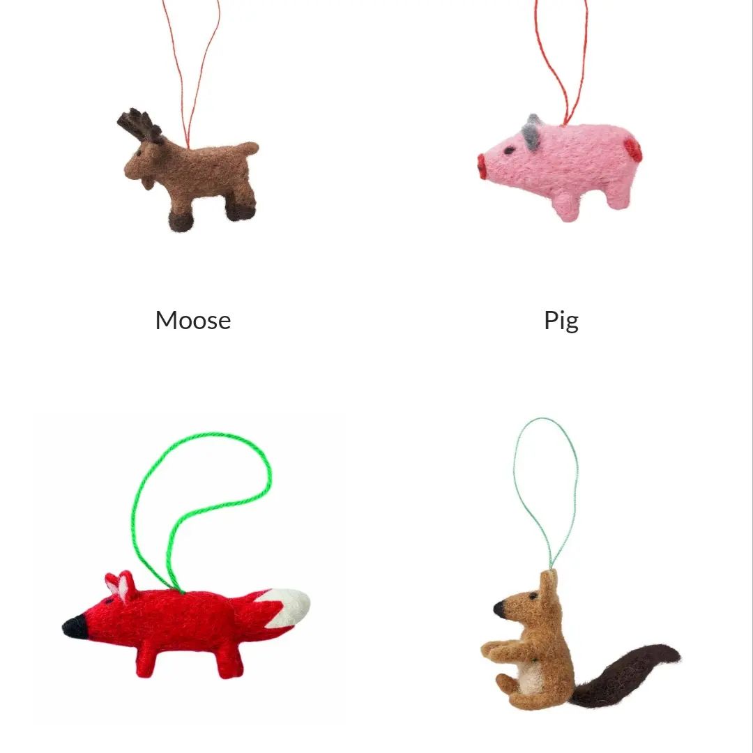 Fox ornaments felted wool