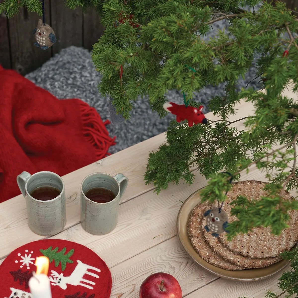 Fox ornaments felted wool