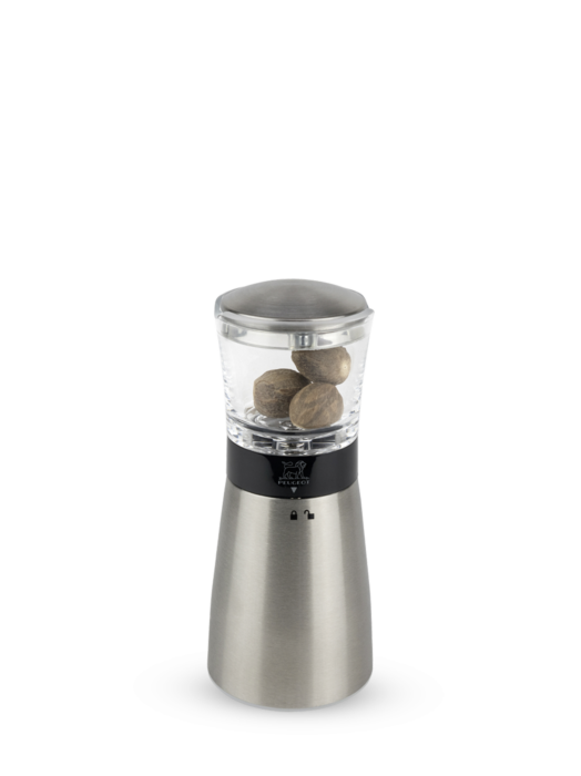 Daman Manual nutmeg mill in stainless steel and acrylic with magnetic cover 15 cm - 6in.
