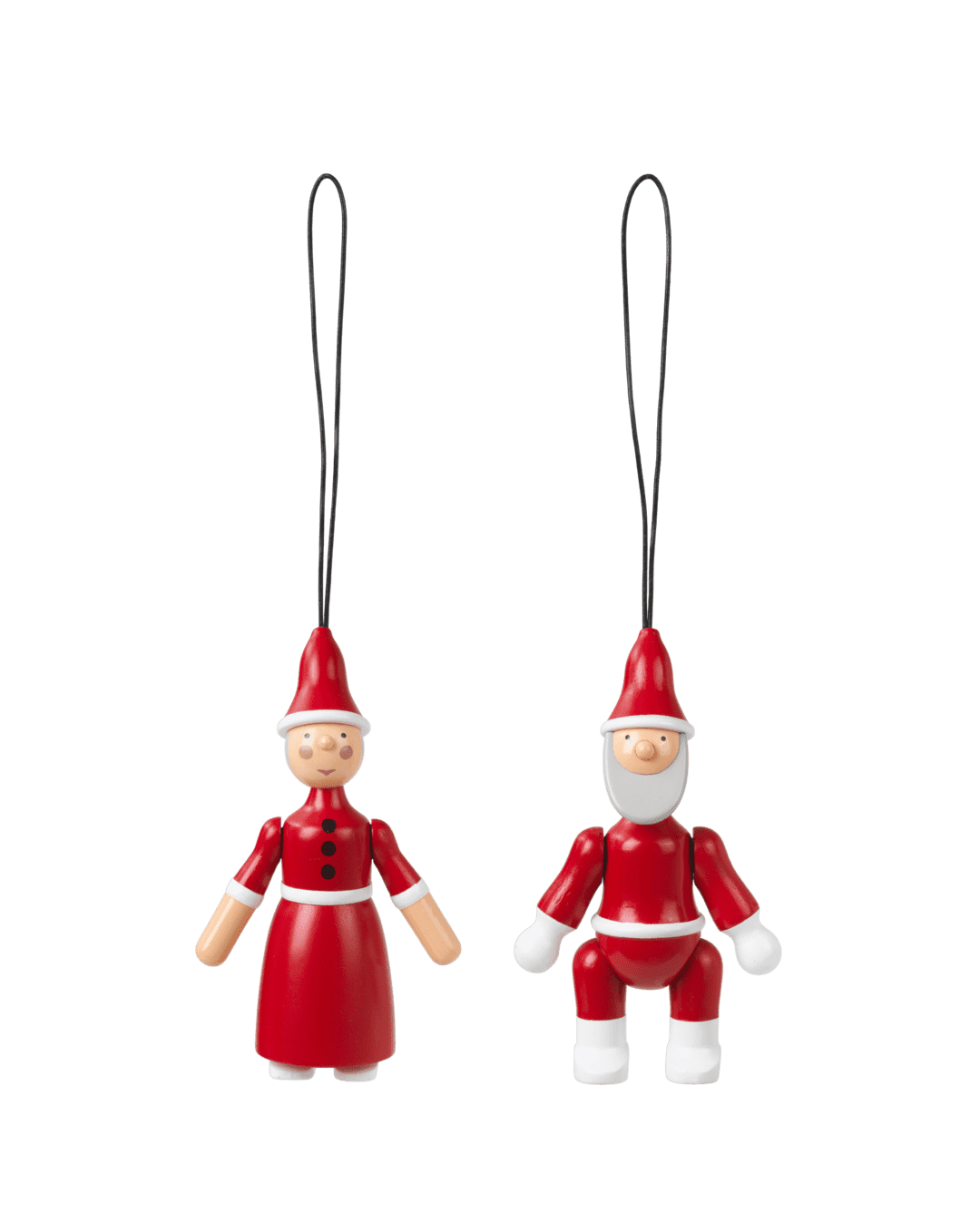 Kay Bojesen wooden Figure Christmas Santa Claus and Santa Clara Ornaments (Pair)