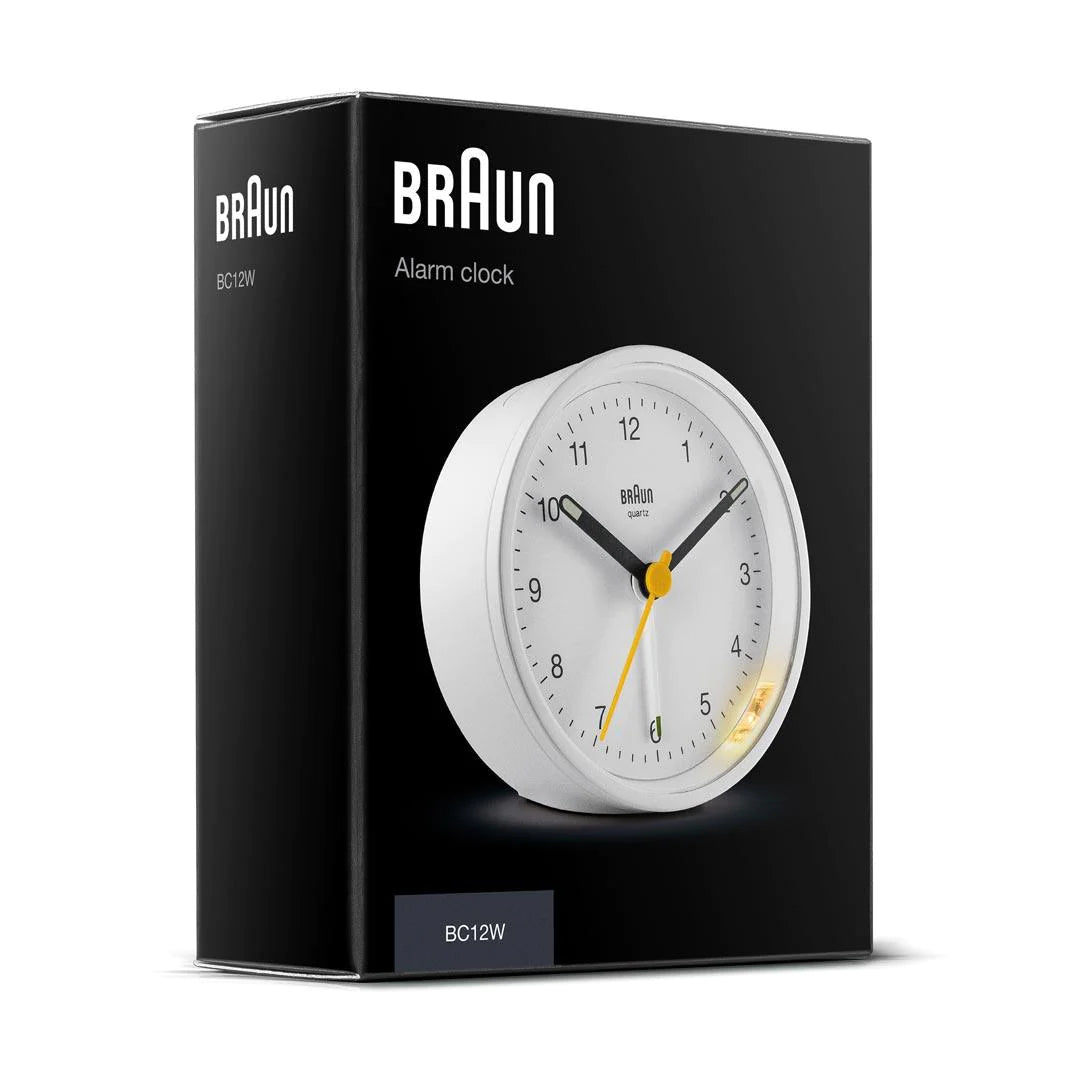 BC12W Braun Classic Analogue Alarm Clock - White