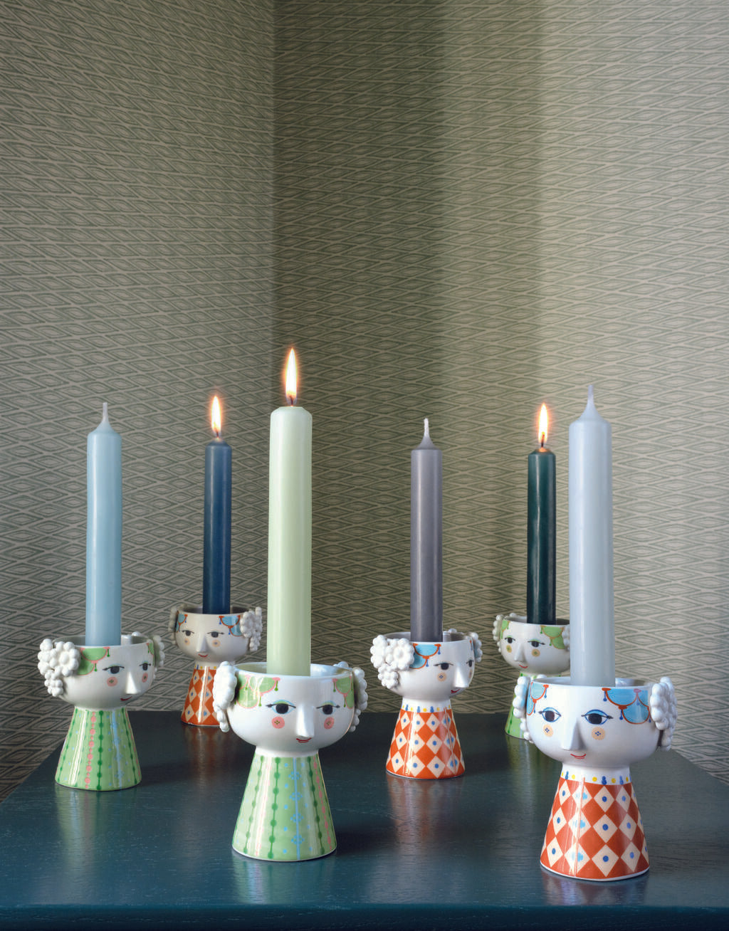 Bjorn Wiinblad Eva Candle Holder Light Green H9,5