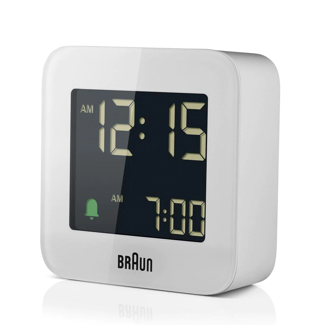 BC08W Braun Digital Travel Alarm Clock - White