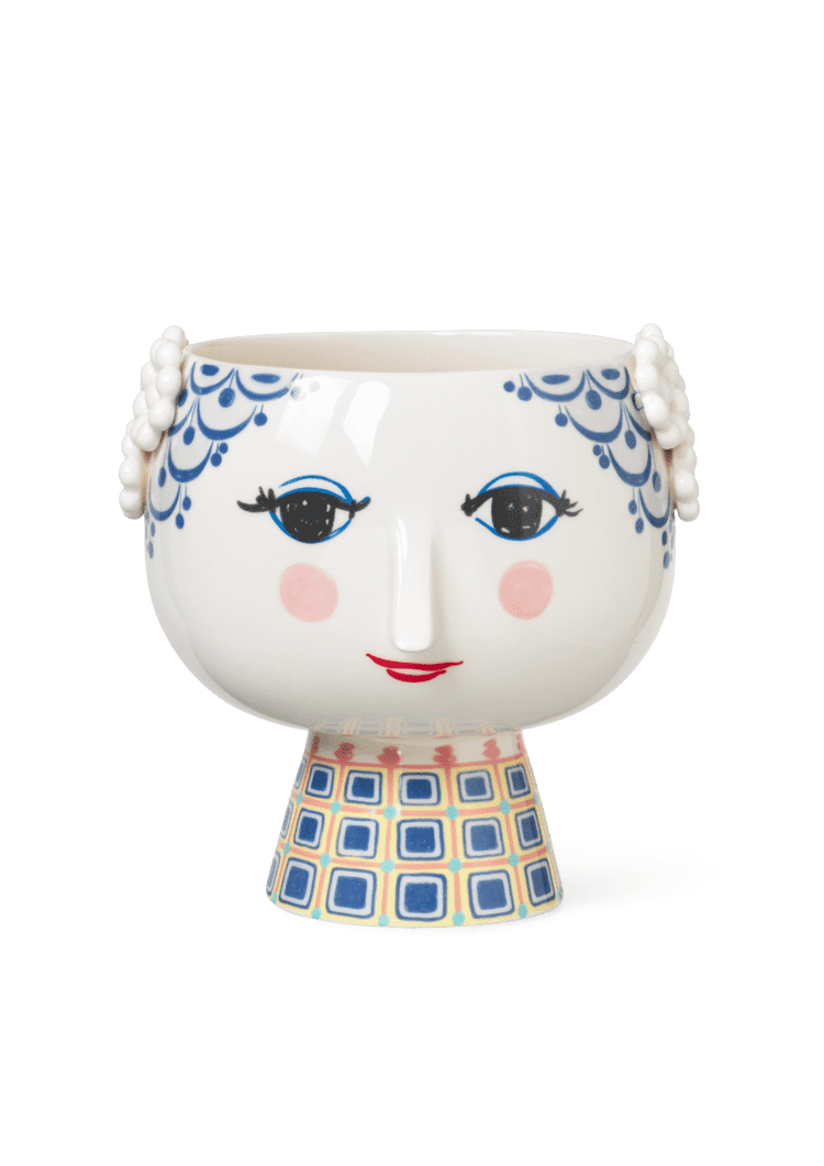 Eva Flowerpot on base 21cm blue