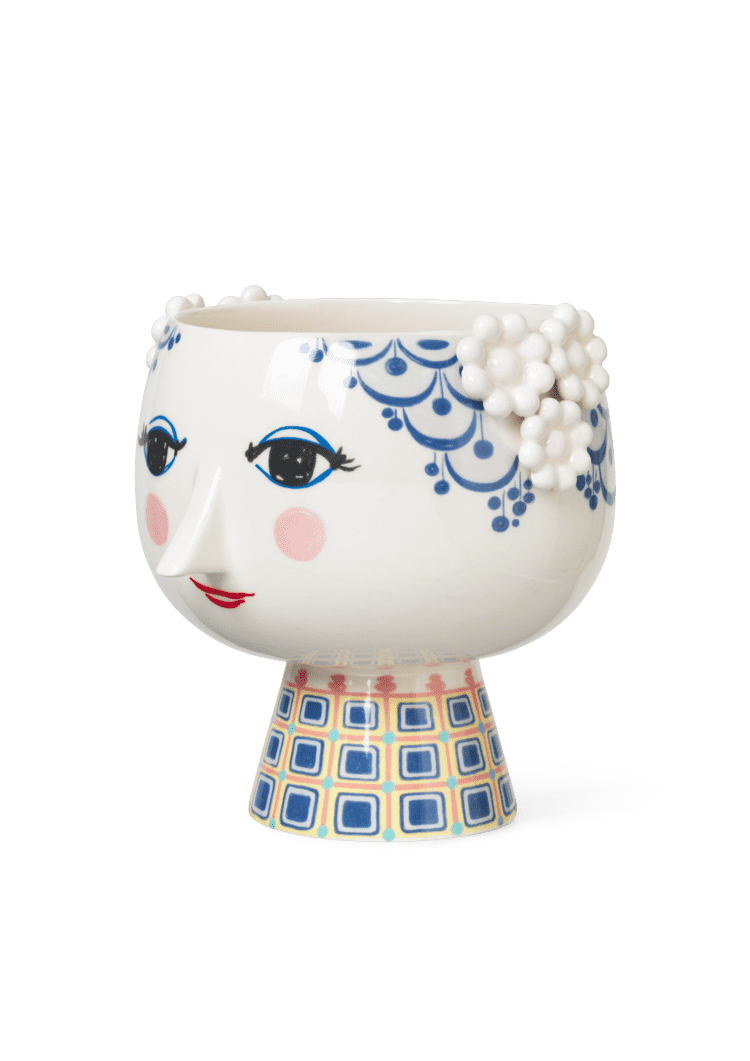 Eva Flowerpot on base 21cm blue