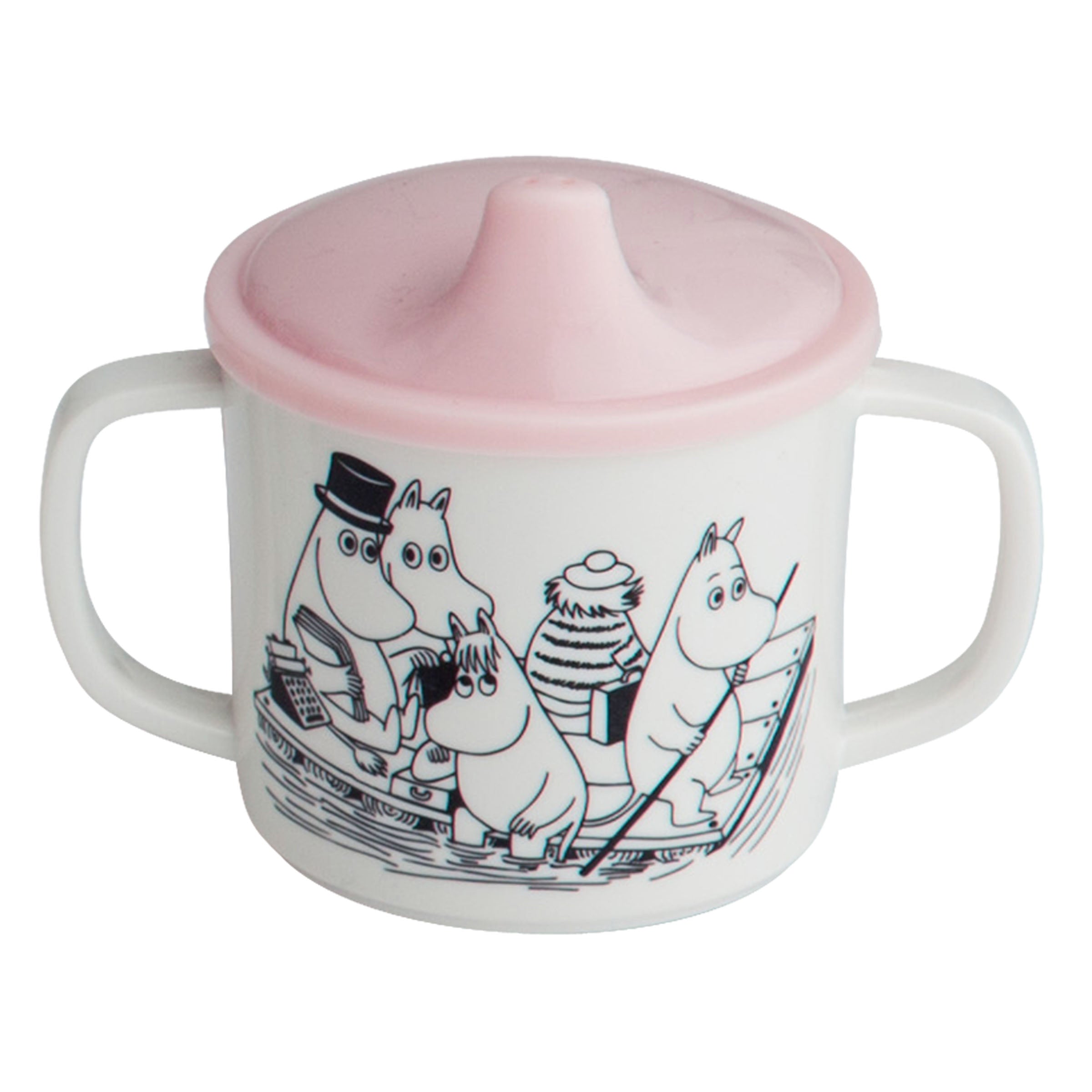 Moomin Sippy Cup With Handles And Pink Lid