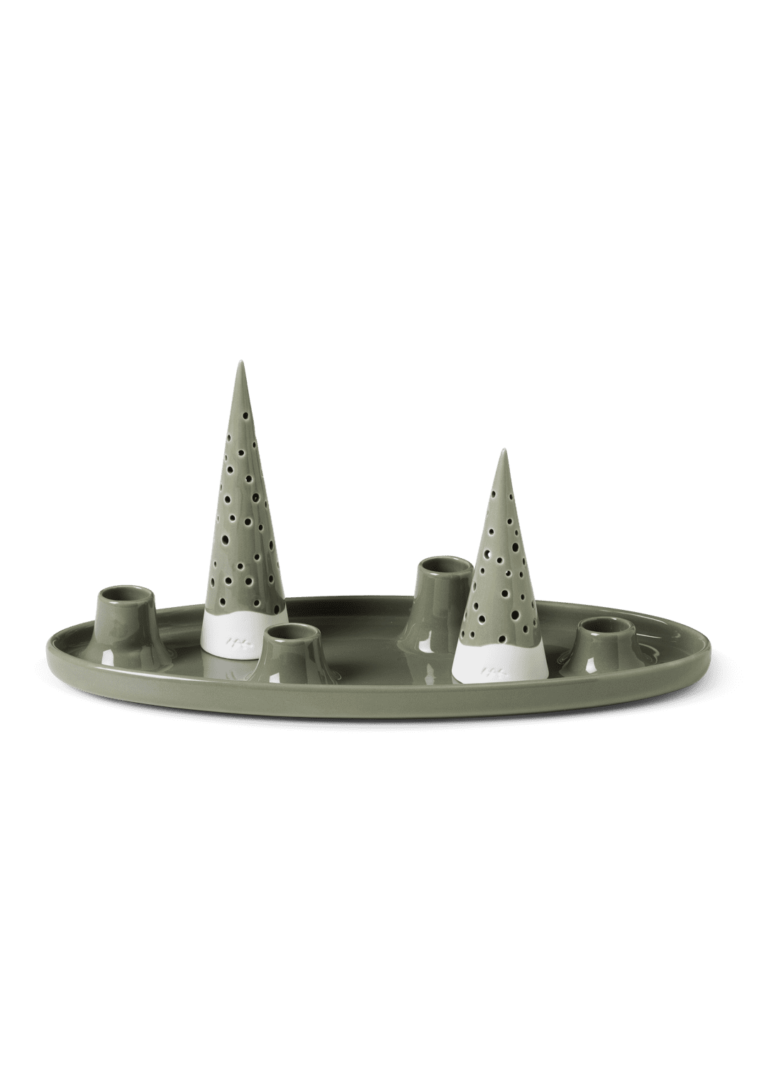 Nobili Oval advent candle holder 33x13 olive green