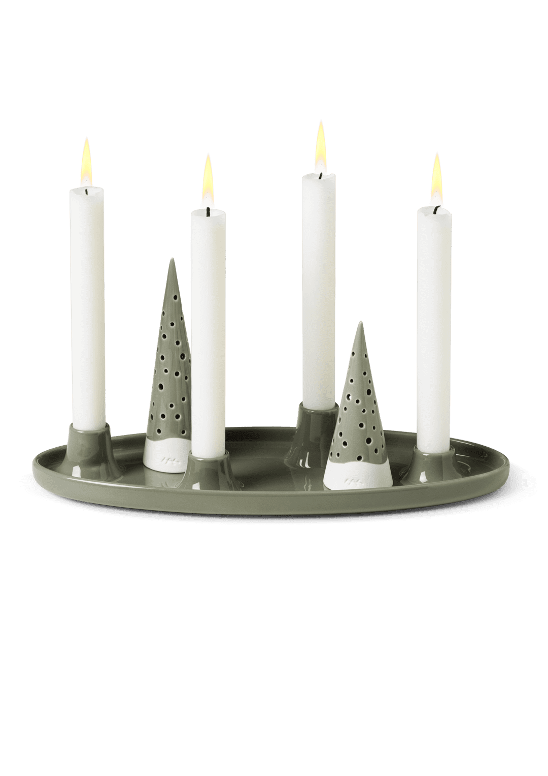 Nobili Oval advent candle holder 33x13 olive green