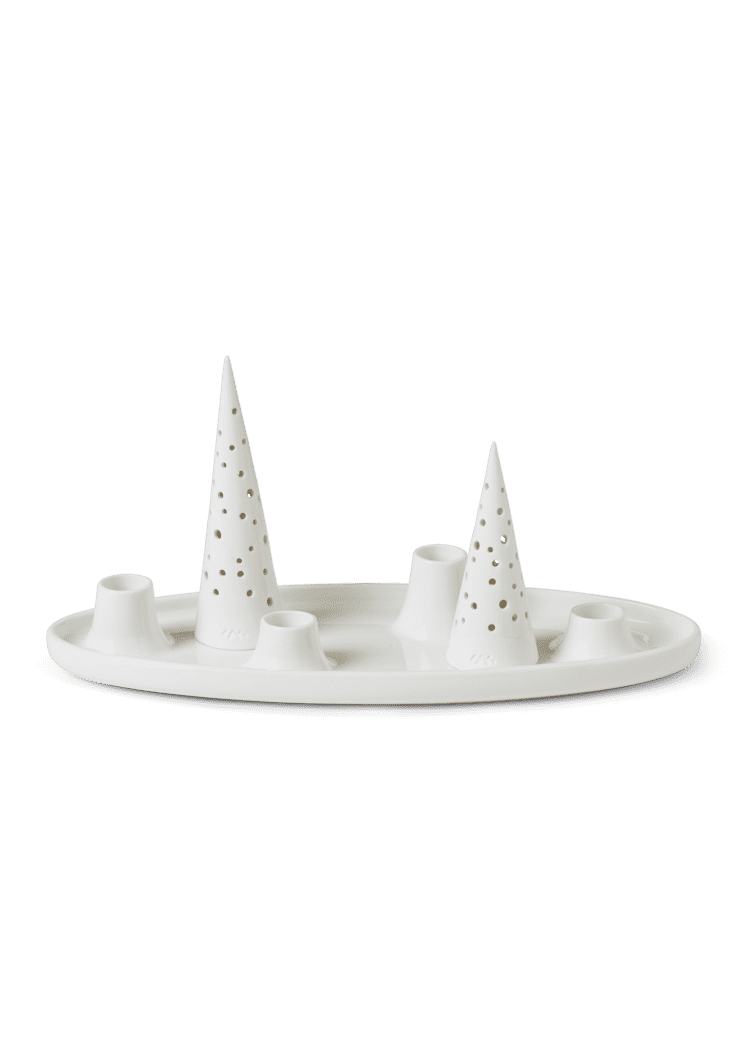 Nobili Oval advent candle holder 33x13 snow white