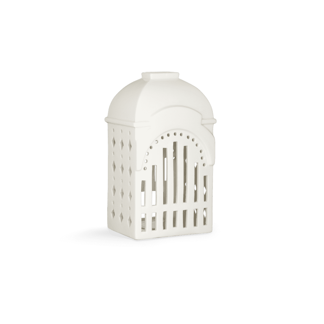 Kähler Design Urbania Votive Candle House Tivoli Lighthouse Entrance white H: 7.3"