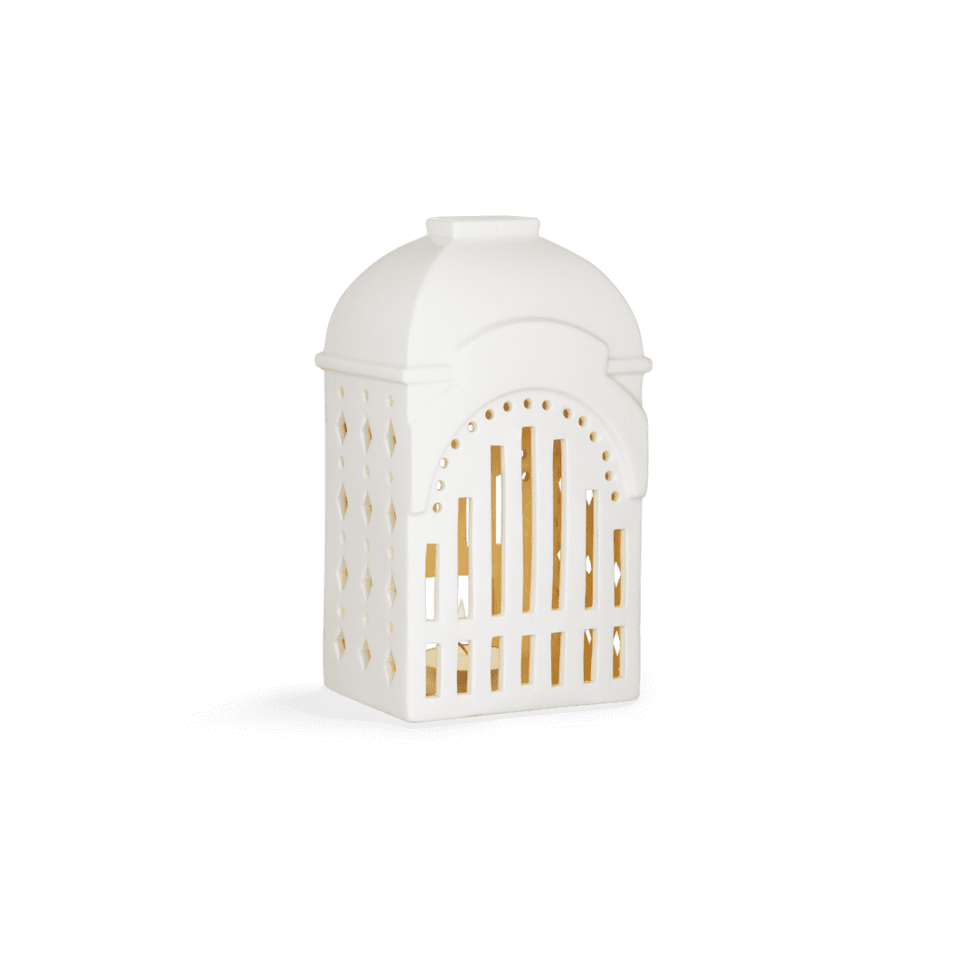 Kähler Design Urbania Votive Candle House Tivoli Lighthouse Entrance white H: 7.3"