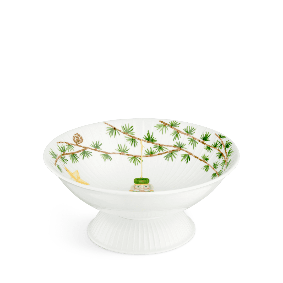 Hammershøi Christmas Bowl on stand white w. deco H: 4.3" Ø: 9.1"