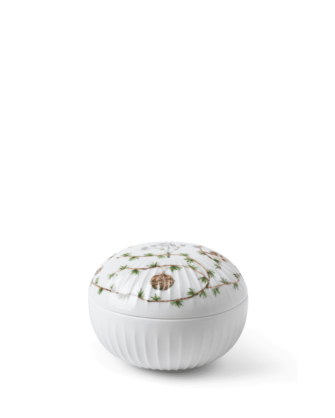 Hammershøi Christmas Bonbonnière white w. deco H12 H: 3.3" Ø: 4.7"