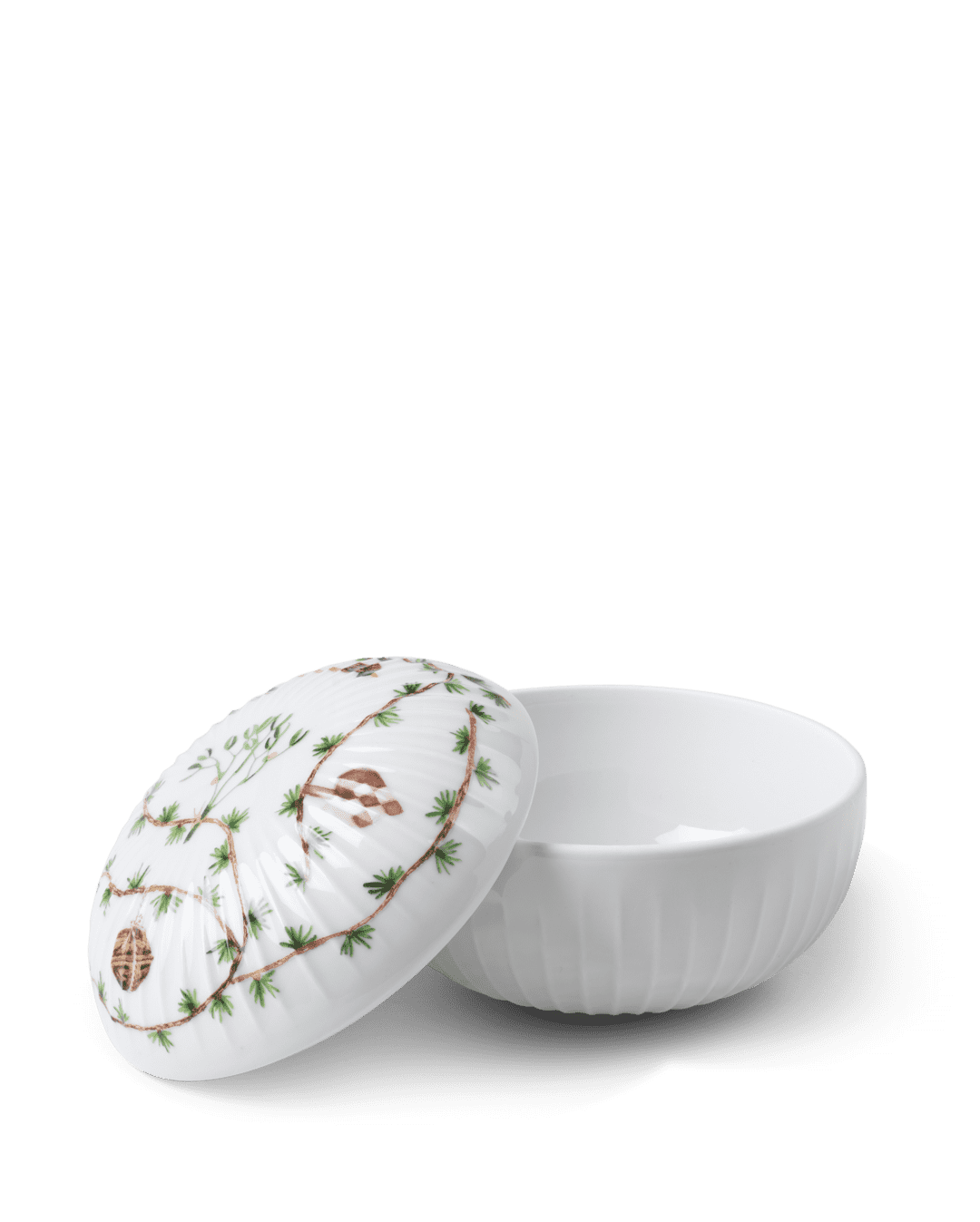 Hammershøi Christmas Bonbonnière white w. deco H12 H: 3.3" Ø: 4.7"