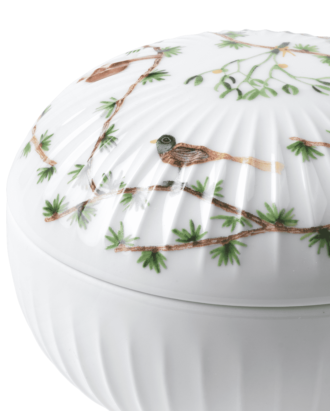 Hammershøi Christmas Bonbonnière white w. deco H12 H: 3.3" Ø: 4.7"