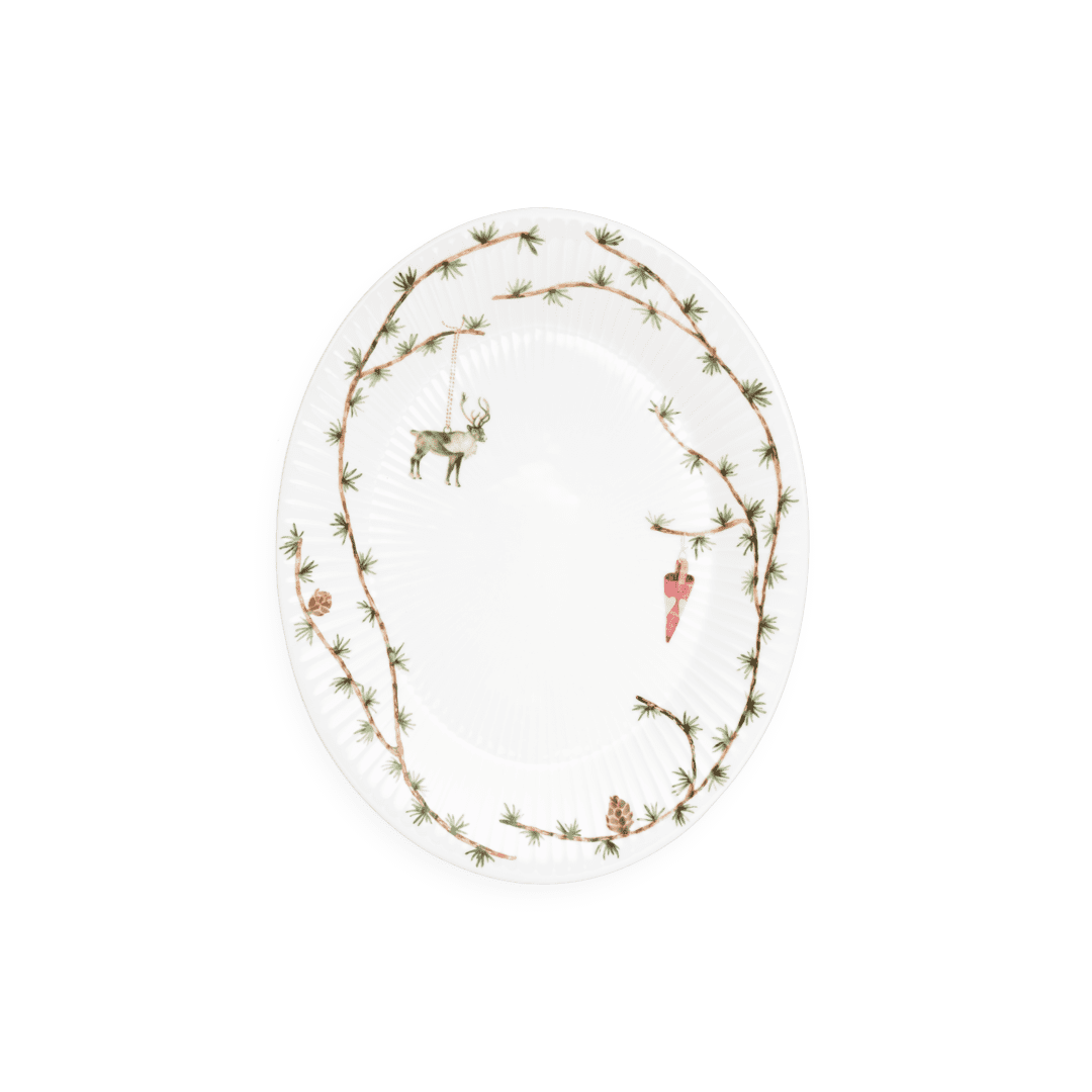 Hammershøi Christmas Oval dish white w. deco 47x27cm / 13.4"x10.6"