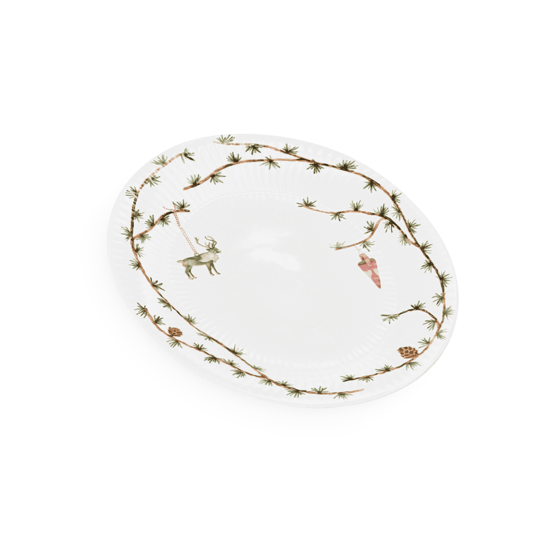 Hammershøi Christmas Oval dish white w. deco 47x27cm / 13.4"x10.6"