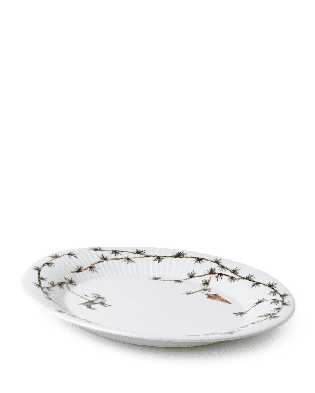 Hammershøi Christmas Oval dish white w. deco 47x27cm H: 1.4" W: 13.4" D: 10.6" Ø: 10.6