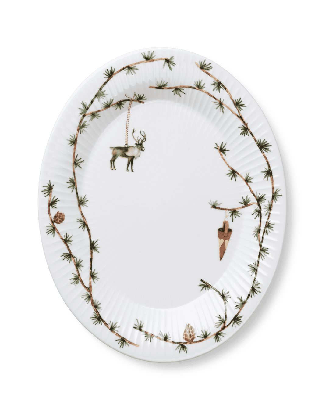 Hammershøi Christmas Oval dish white w. deco 47x27cm / 13.4"x10.6"