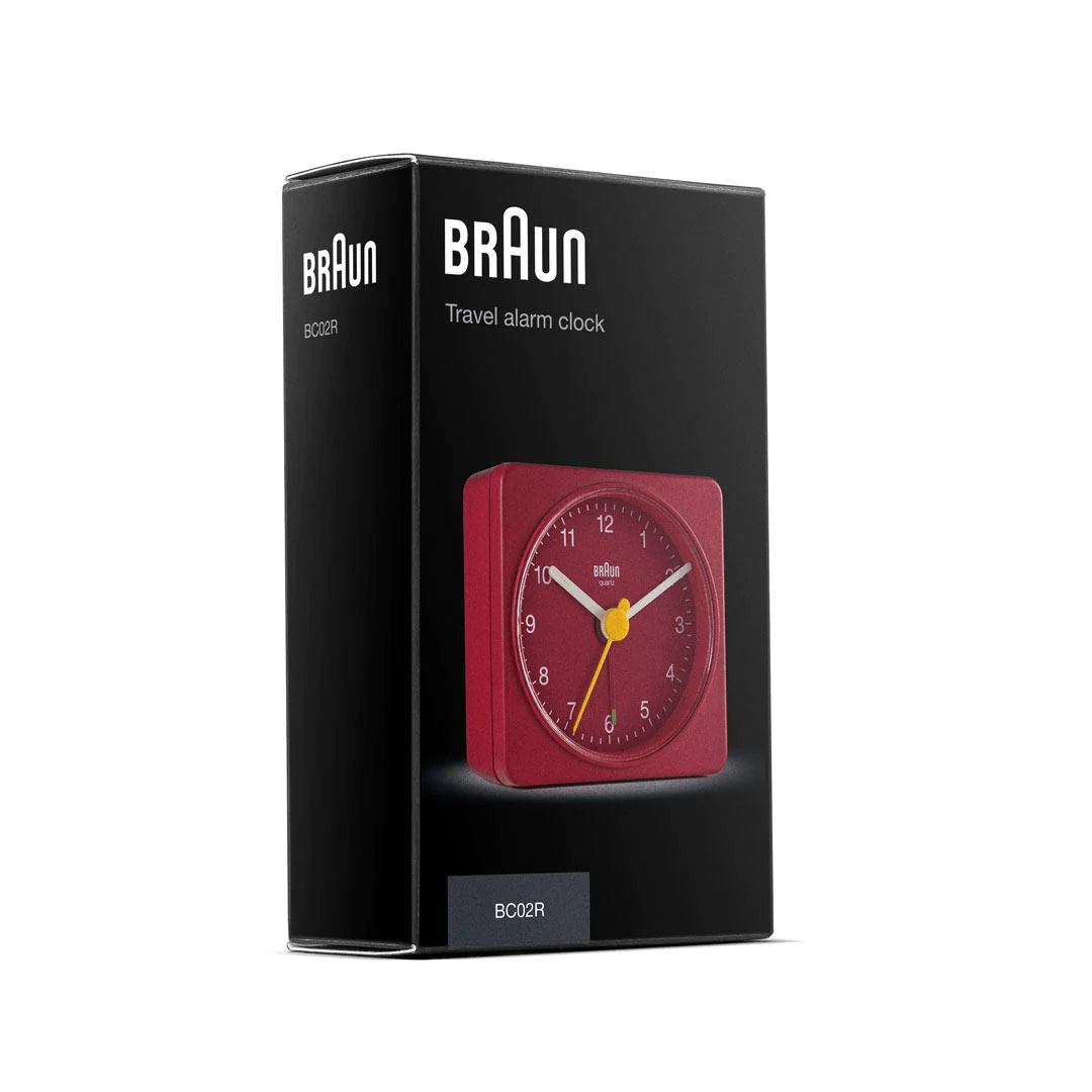 BC02R raun Classic Travel Analogue Alarm Clock - Red