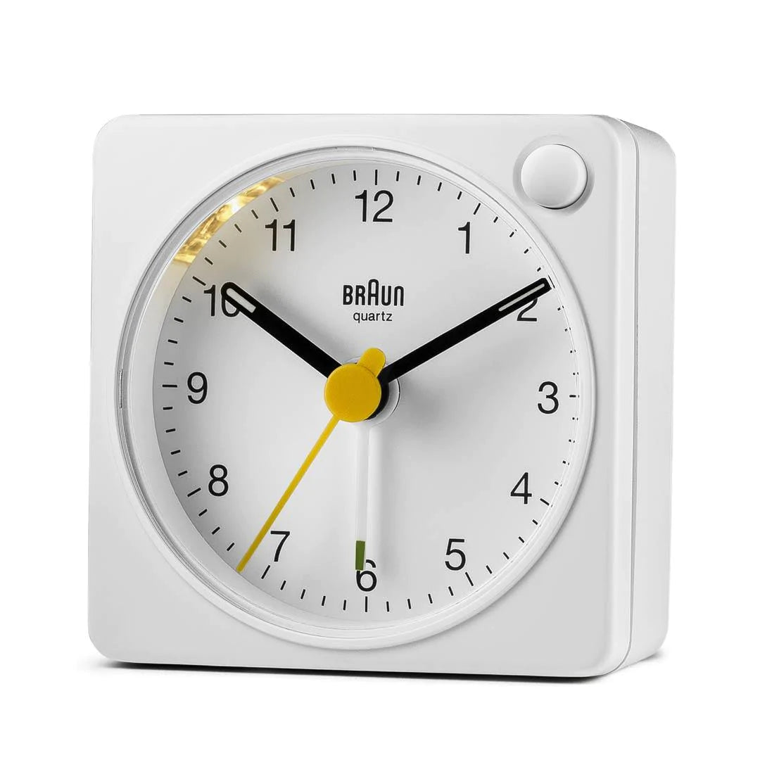 BC02XW Braun Classic Analogue Travel Alarm Clock - White
