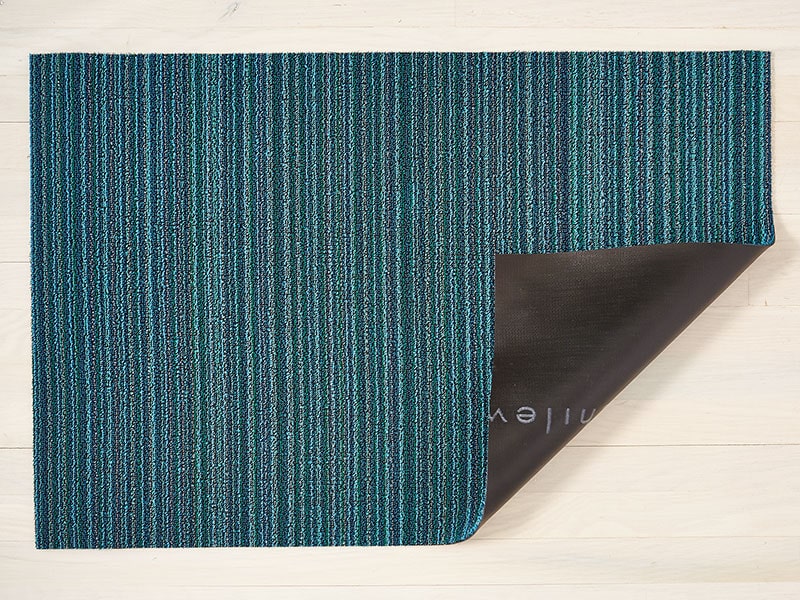 Chilewich Shag Mat Skinny Stripe in Turquoise