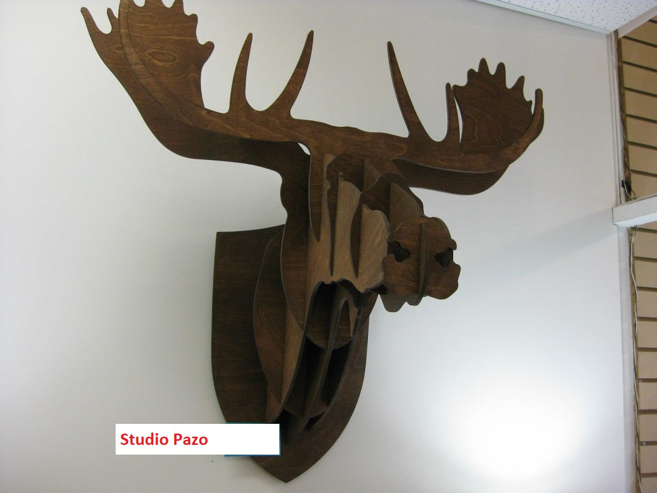 Wooden Moose wall art dark brown