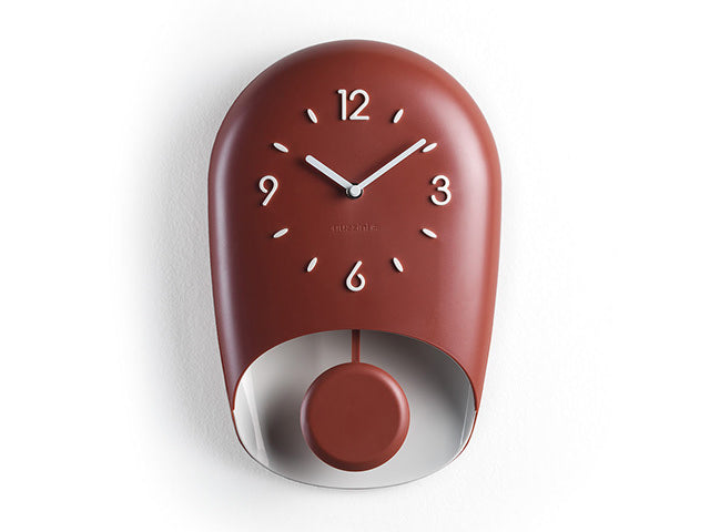 BELL WALL CLOCK WITH PENDULUM - RUBY/BRICK RED