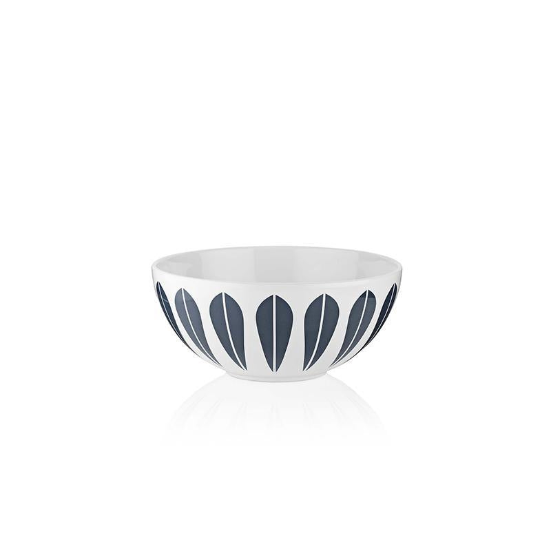 Lotus I Bowl -24cm White ceramic bowl with dark blue lotus pattern