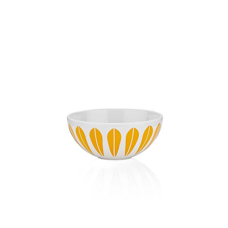 Lotus I Bowl -White ceramic bowl with orange lotus pattern