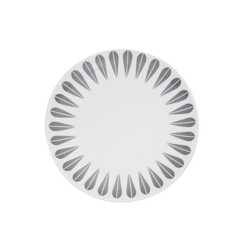 Lotus I Plate Salad 21cm / 8.3"  White with Grey  lotus pattern