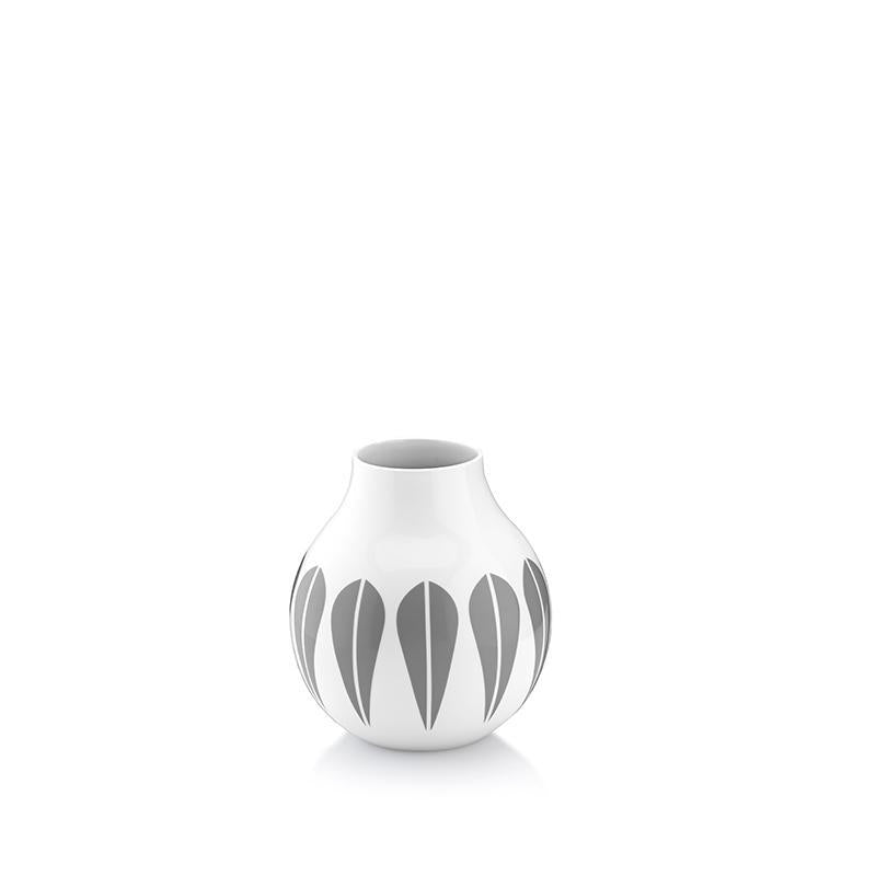 Lotus I Vase 21.5cm White porcelain vase with grey lotus pattern