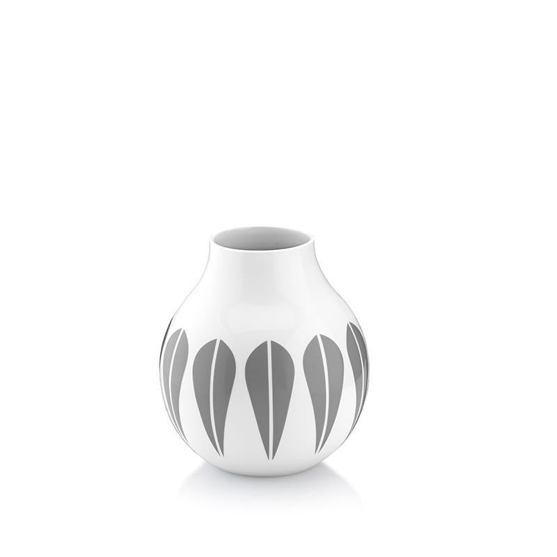 Lotus I Vase 21.5cm White porcelain vase with grey lotus pattern