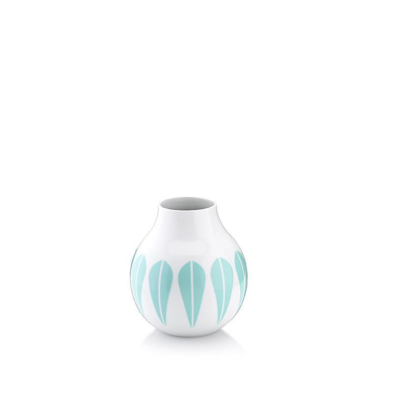 Lotus I Vase 17.5cm White porcelain vase with Mint Green lotus pattern