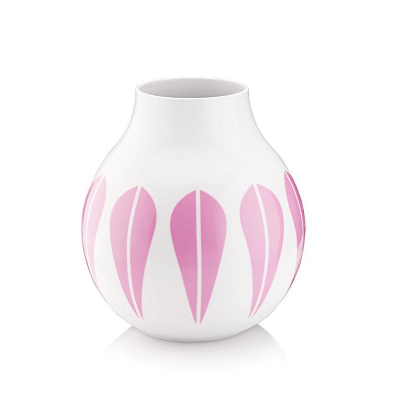 Lotus I Vase 21.5cm White porcelain vase with pink lotus pattern