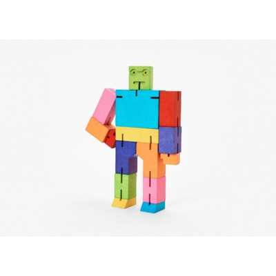 Areaware Cubebot Medium 3.5 x 3.5 inch cube at rest (natural or multi-coloured)
