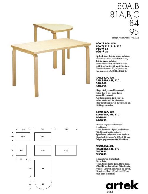 Aalto Table square 75x75cm / 29.5x29.5in
