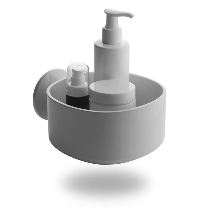 PL16 W BIRILLO SOAP DISH Shower/bathroom caddy in PMMA, white with suction cup.