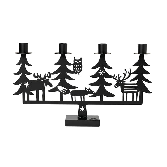 Christmas Forest Candle Holder Black