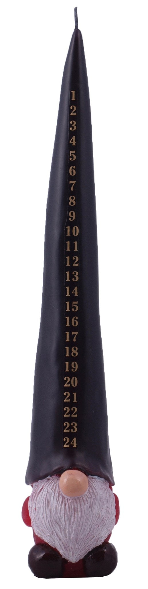 Danish Candle : 12" calendar candle: Pixy w/black hat Advent Christmas Calendar