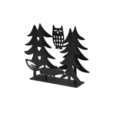 Fox & Owl Napkin /Letter Holder Black