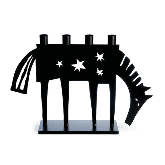 Horse Candle Holder Black