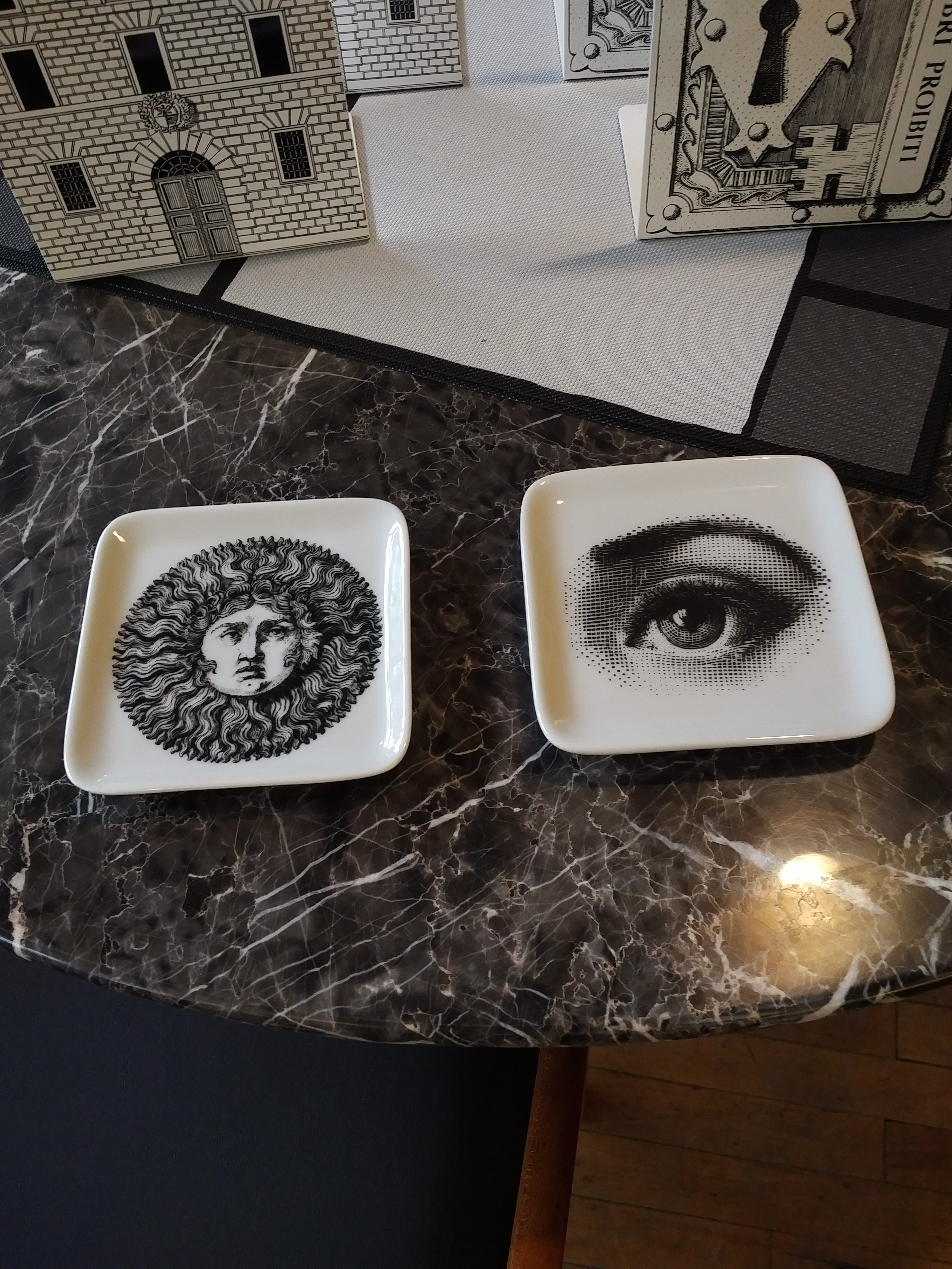 Fornasetti square dish with eye / Square ashtray quadrato Occhio black/white