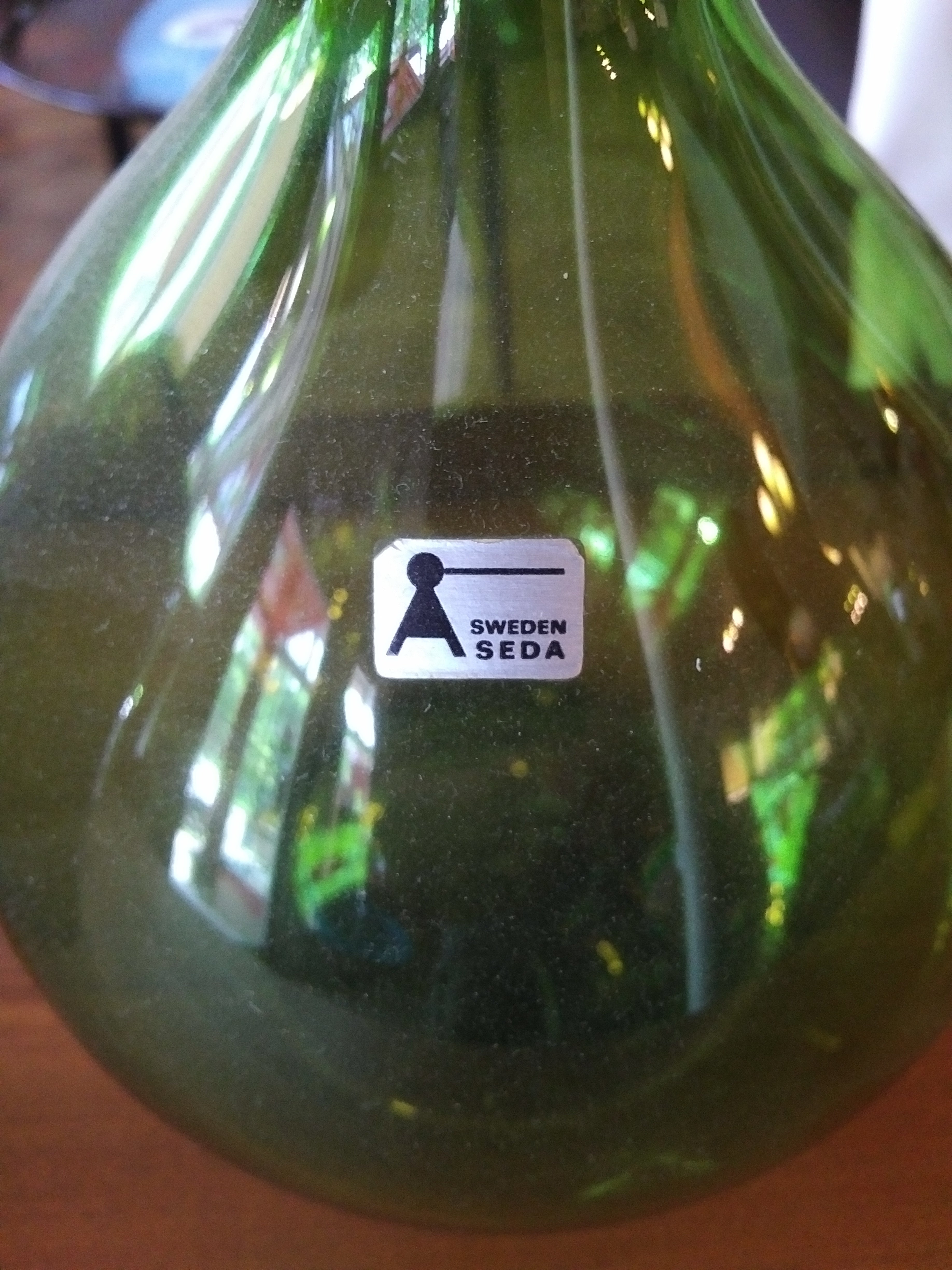 Vintage mid century glass vase bottle Sweden Aseda