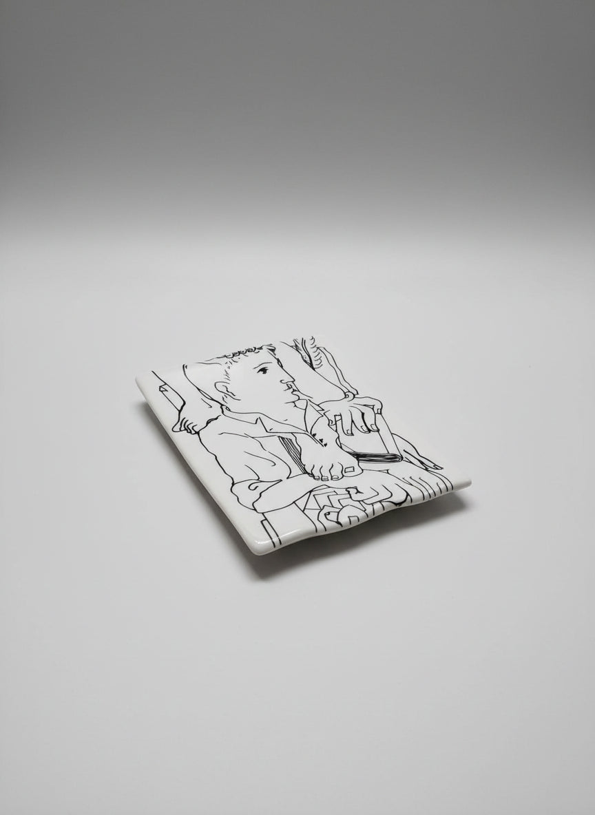 Fornasetti rectangular dish with piero self portrait