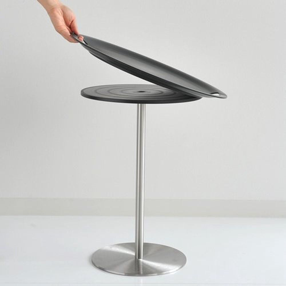 JM12 DG Op-la tray/table, base in stainless steel, top and tray in ABS, dark grey